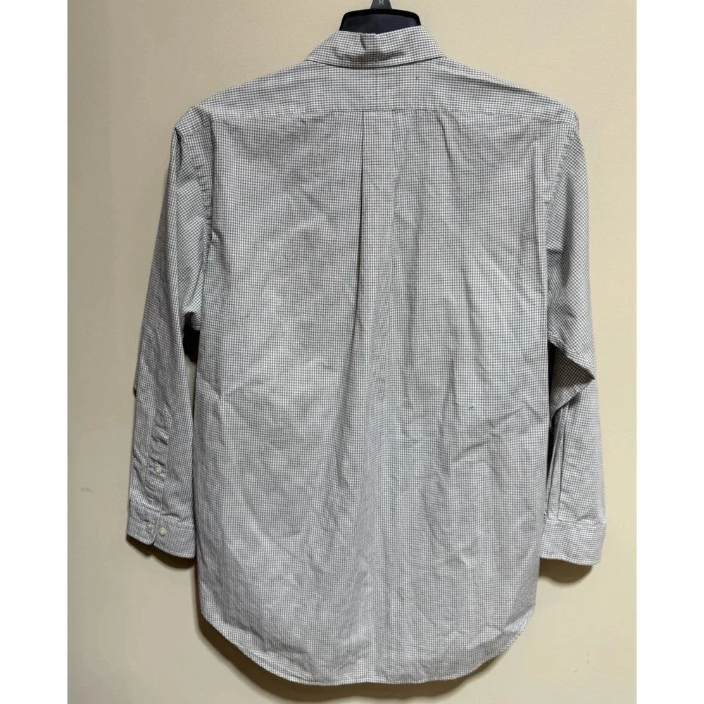 Men's Ralph Lauren Polo  Button Up Long Sleeve Preppy White Black Checked 15 1/2 - Picture 4 of 8